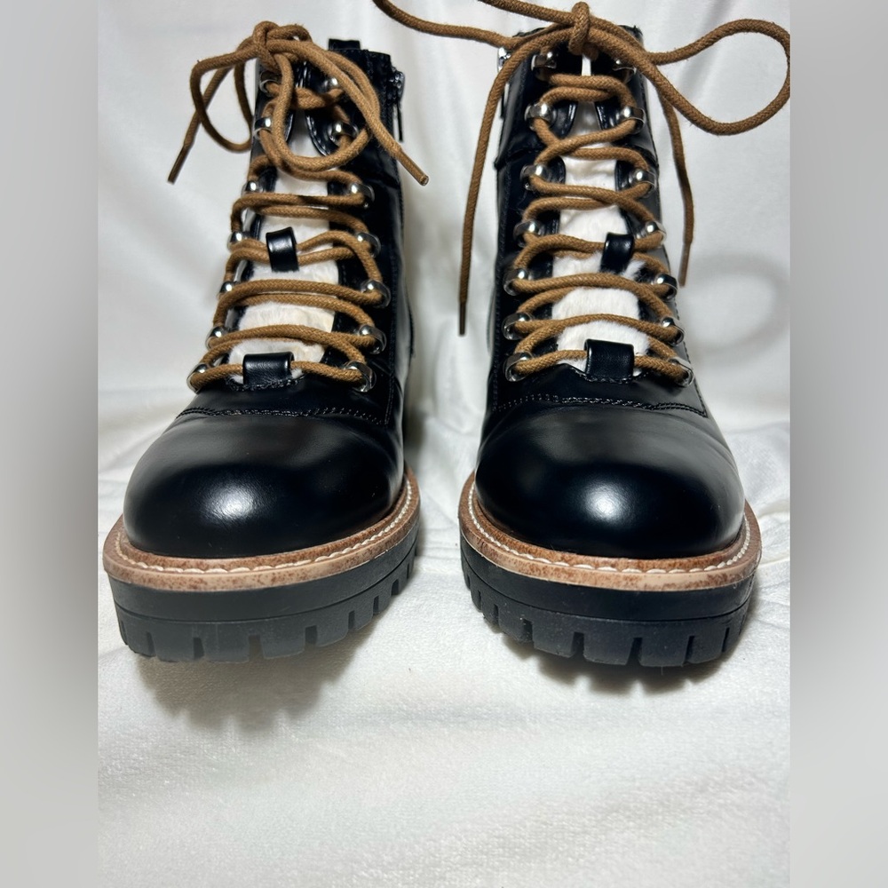 A New Day black warm winter furry lace up round toe women’s ankle booties size 7 - Picture 6 of 12
